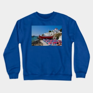 Greece. Mykonos island. Open-air taverna. Crewneck Sweatshirt